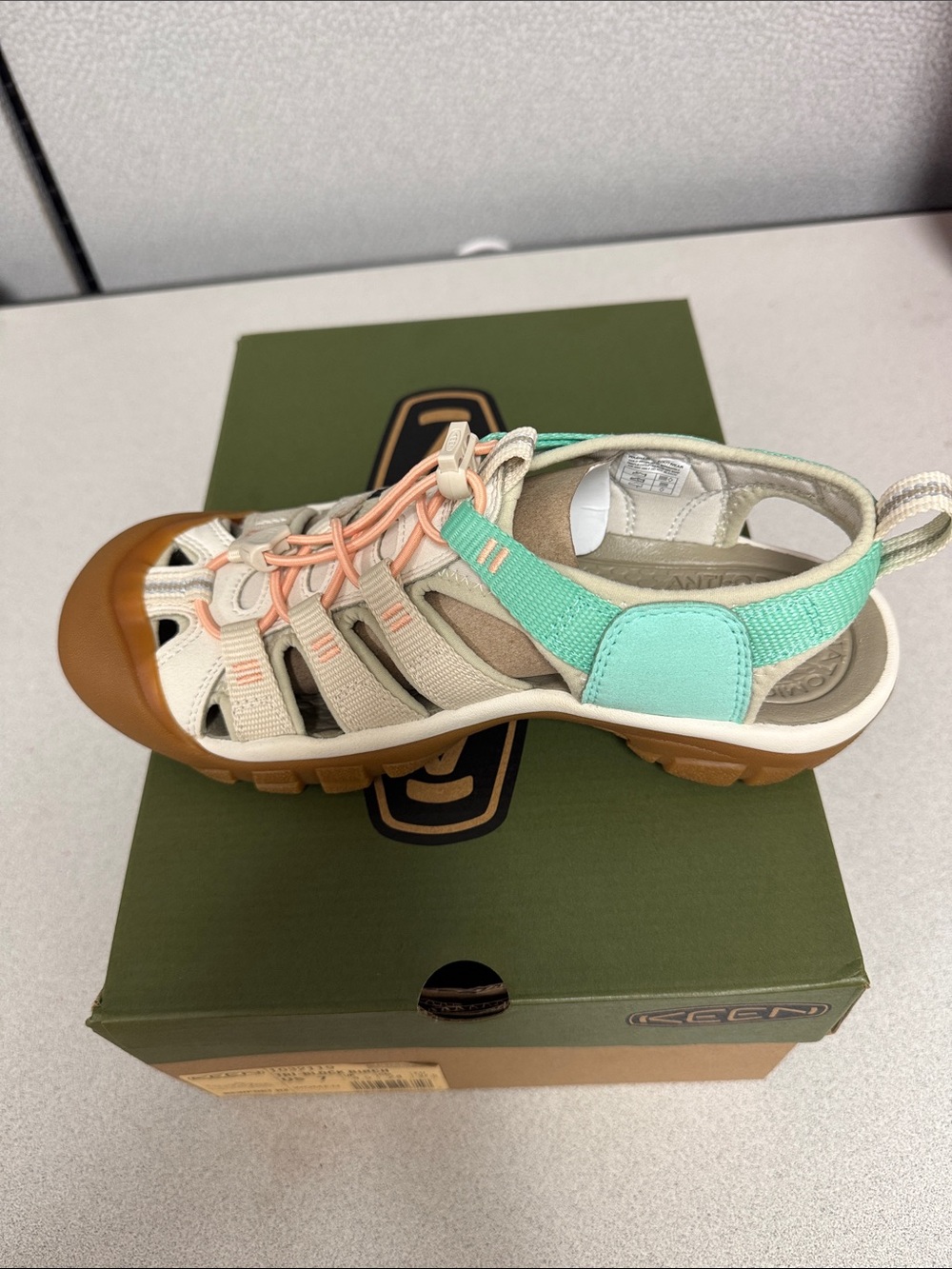 Keen Kids Sandal in Mint, Peach & Tan